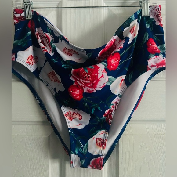 Tutorutor Womens XXL Peplum Bikini Tummy Control Two Piece Floral Retro Swimsuit - Picture 10 of 12